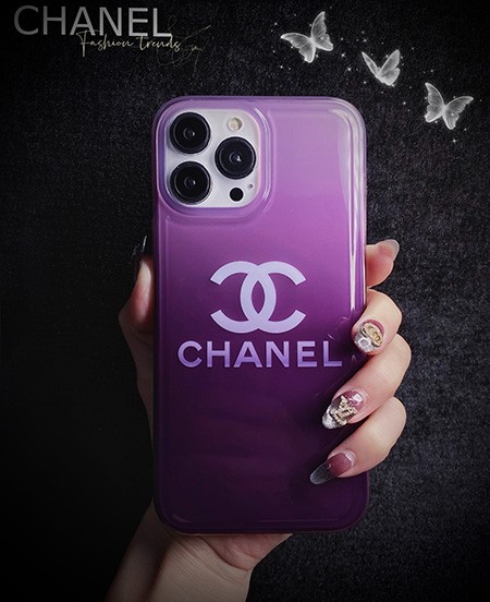 流行りchanel iPhone14 ケースパープル